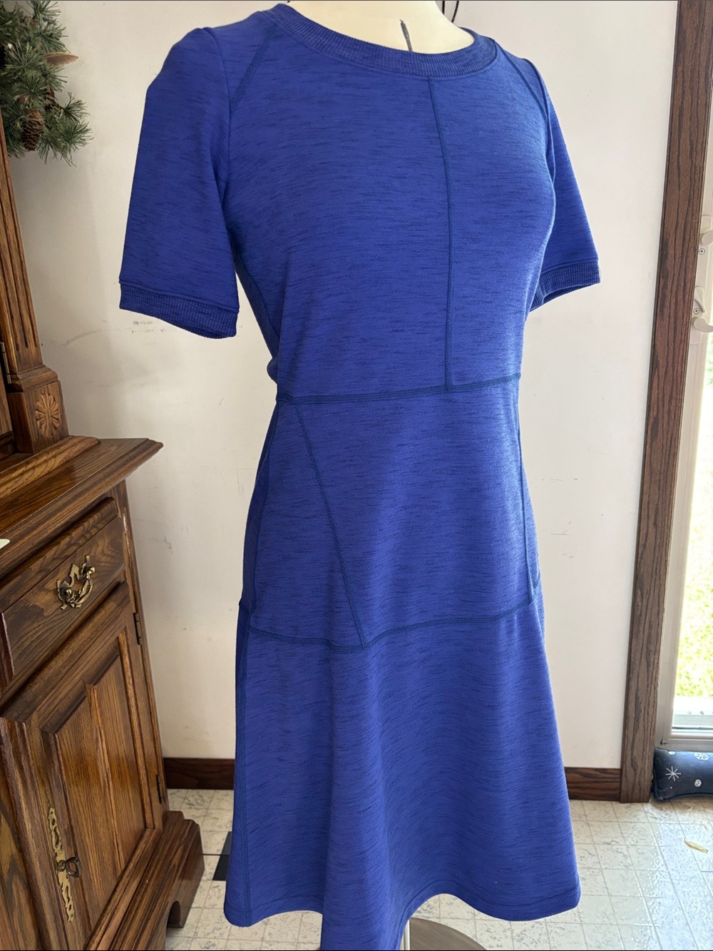 Athleta Cobalt Blue Short-Sleeve Midi Dress